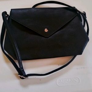 Black Leather Messenger Bag Purse